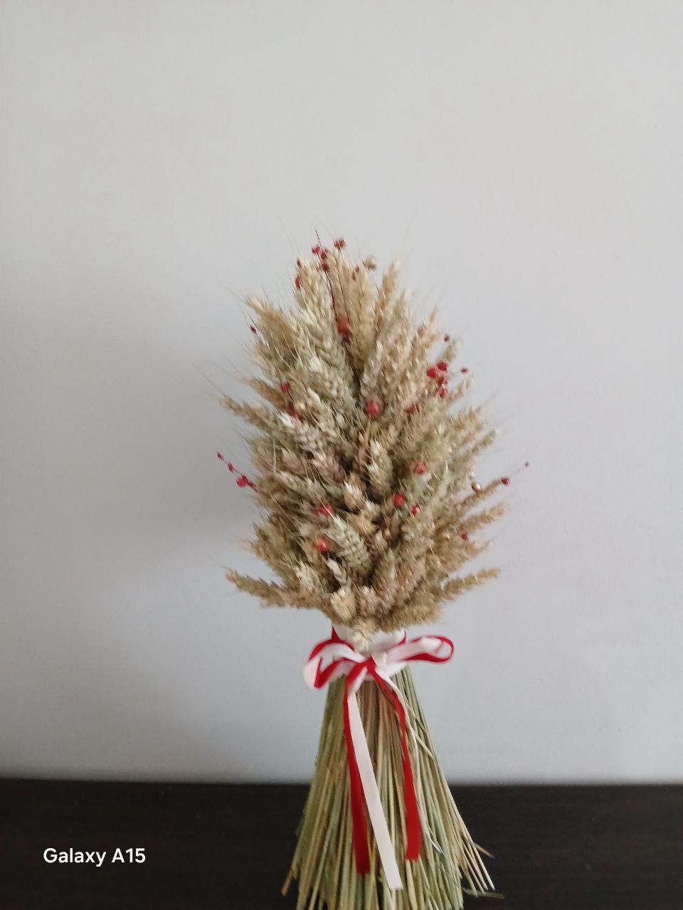 Дідух різдвяний з колосcя пшениці/льону та вівса 50-55 см з білою стрічкою (2822760190) - фото 3 Дідух різдвяний з колосcя пшениці/льону та вівса 50-55 см з білою стрічкою (2822760190) - фото 3