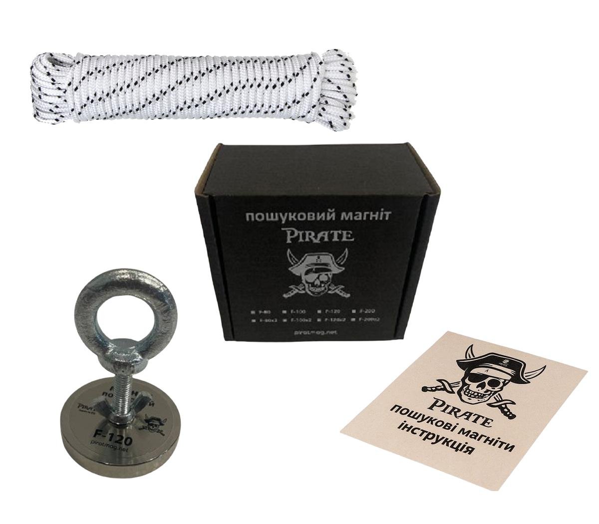 Пошуковий магніт ПІРАТ F120 та трос 30 м (1000000070) - фото 1 Пошуковий магніт ПІРАТ F120 та трос 30 м (1000000070) - фото 1