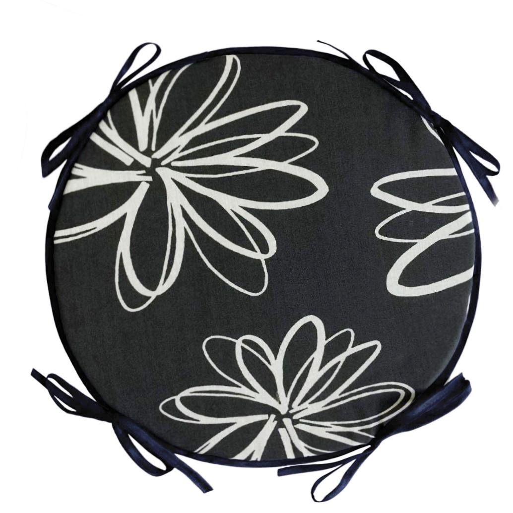 Подушка для табурета Ø 33х2 см Черный с принтом (697974999) - фото 1 Подушка для табурета Ø 33х2 см Черный с принтом (697974999) - фото 1