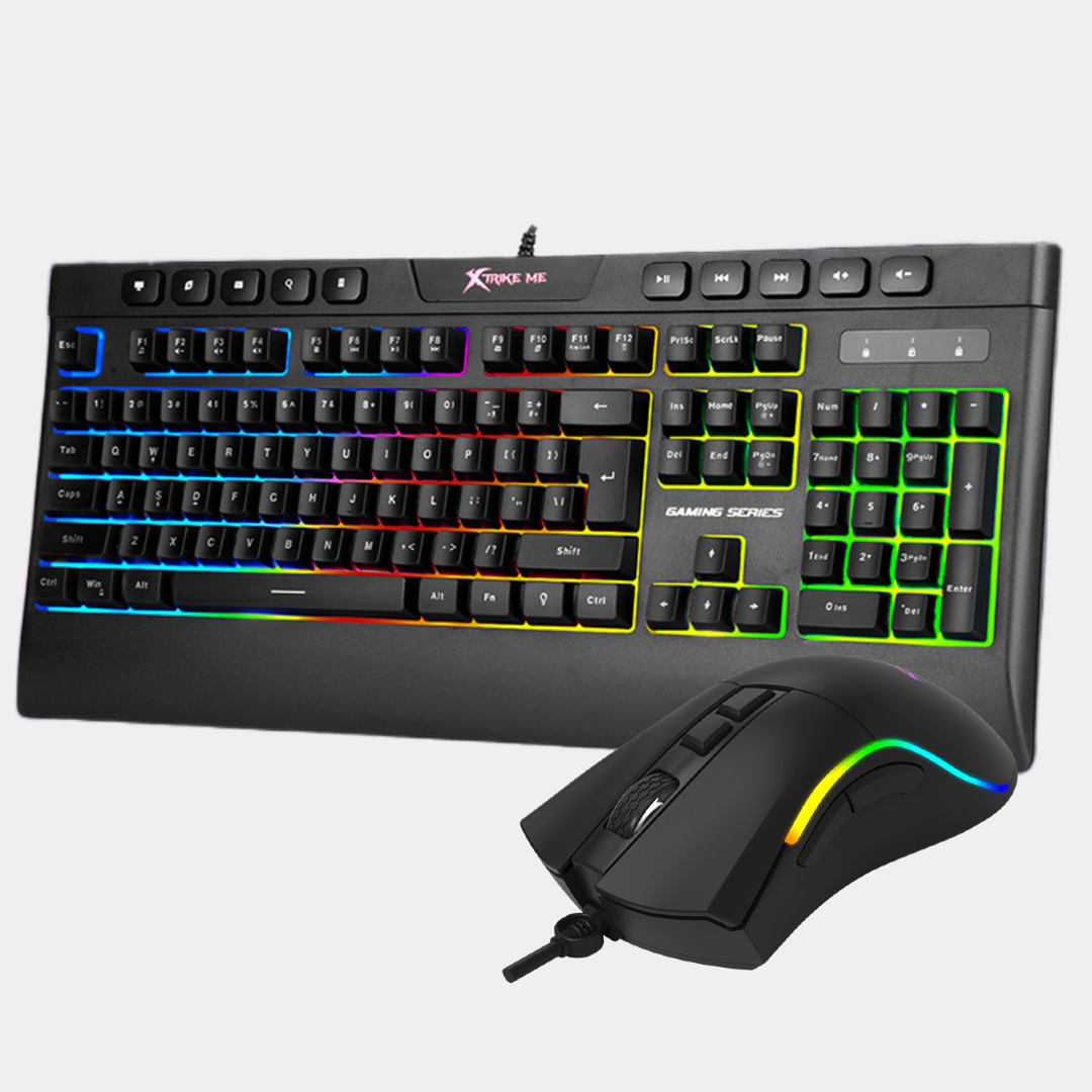 Клавіатура та мишка в комплекті ігрова Xtrike GAME KEYBOARD RGB дротова/мембранна/з підсвічуванням Чорний (28731027)