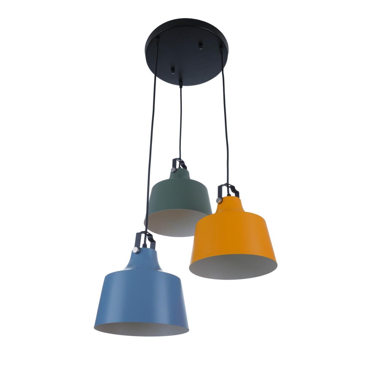 Люстра подвесная лофт Brille BL-773S/3A E27 Синий/Желтый/Зеленый