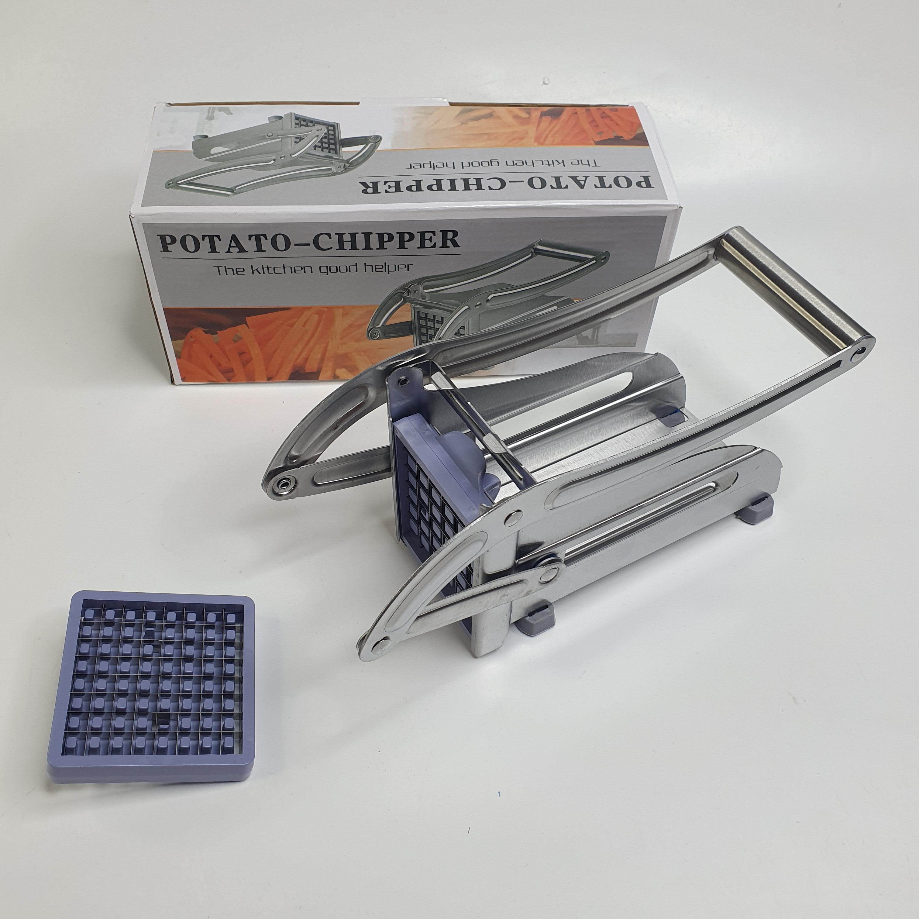 Подрібнювач-картоплерізка Potato Chipper Professional ручний для картоплі фрі металевий з 2 насадками (AND-948-Silver)