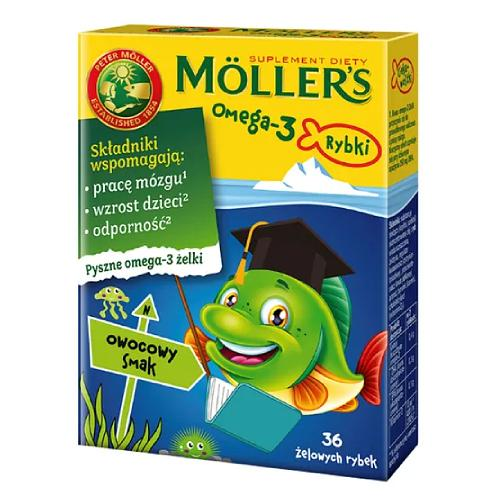 Комплекс норвежский для детей Mollers Omega-3 Рыбий жир Рыбки с фруктовым вкусом 36 жевательных пастилок (35546016)