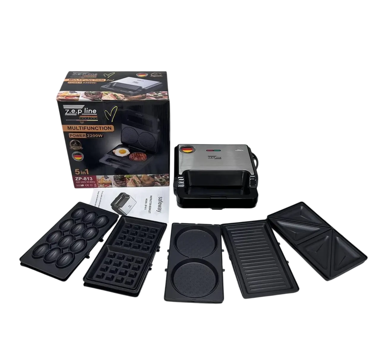 Мультимейкер Zepline ZP-813 с антипригарным покрытием со сменными насадками 5в1 2200 Вт (2710488453)