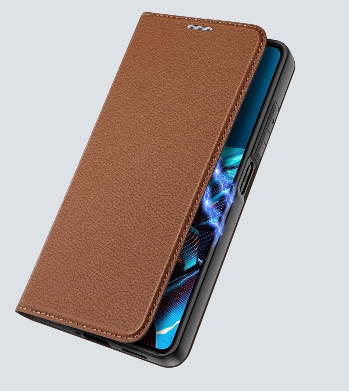 Чехол книжка Dux Ducis Skin X2 с карманом для визиток для Xiaomi Redmi Note 12 5G / Poco X5 5G Brown