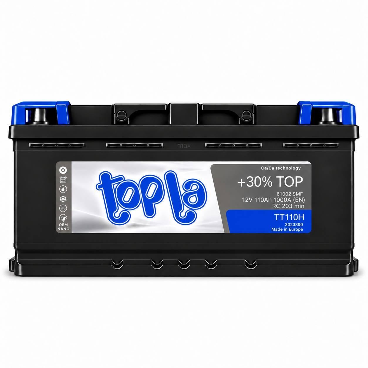 Акумулятор автомобільний Topla Top 110 Ah 1000A R+ 12V (3222566191)