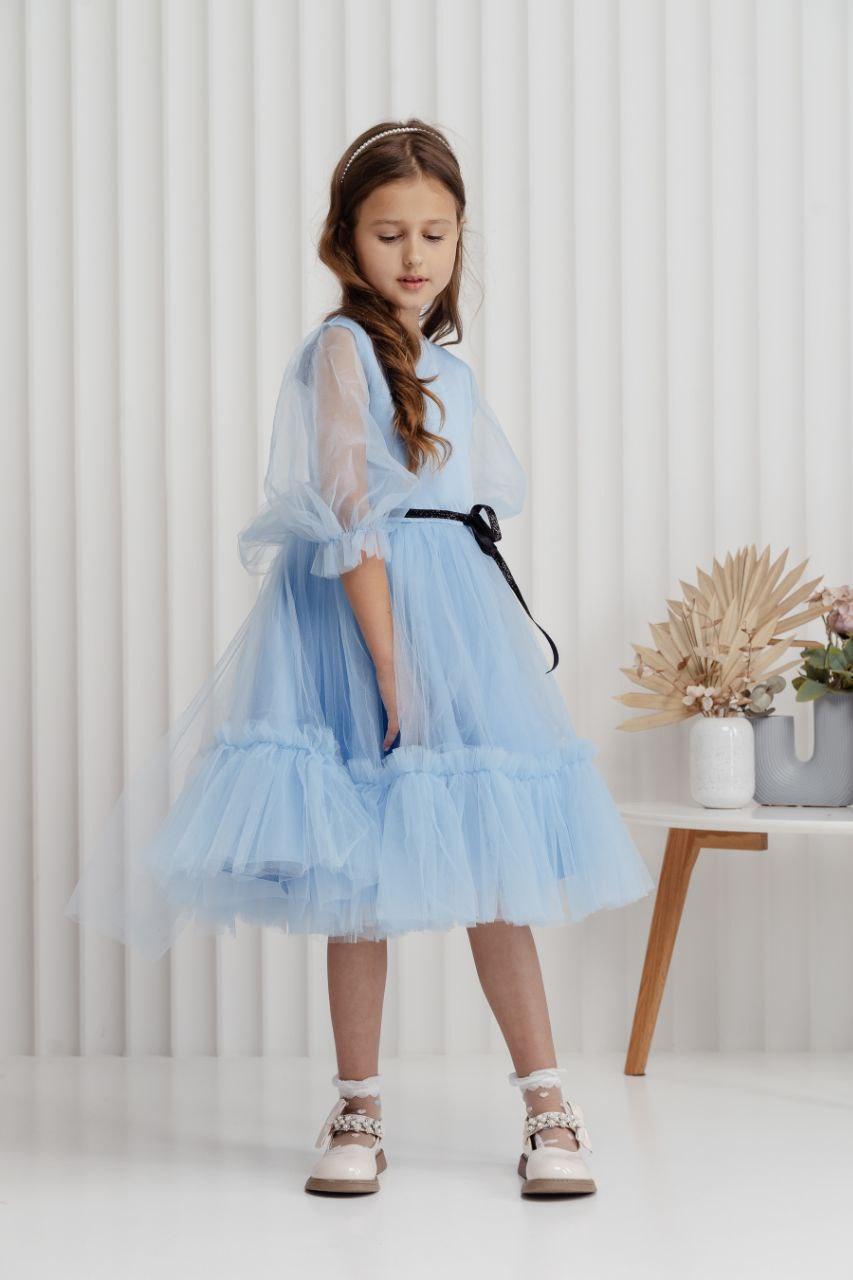 Платье праздничное для девочки 128 см Голубой (2526087215)