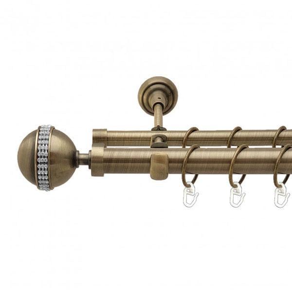 Карниз трубчатый Orvit Авея двухрядный 16/16 мм 240 см Антик (000-5772) - фото 1
