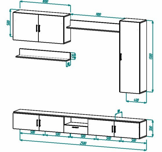 Стенка для гостиной Ферд СТ-1 Дуб Родос темный/Белый (11164419) - фото 3