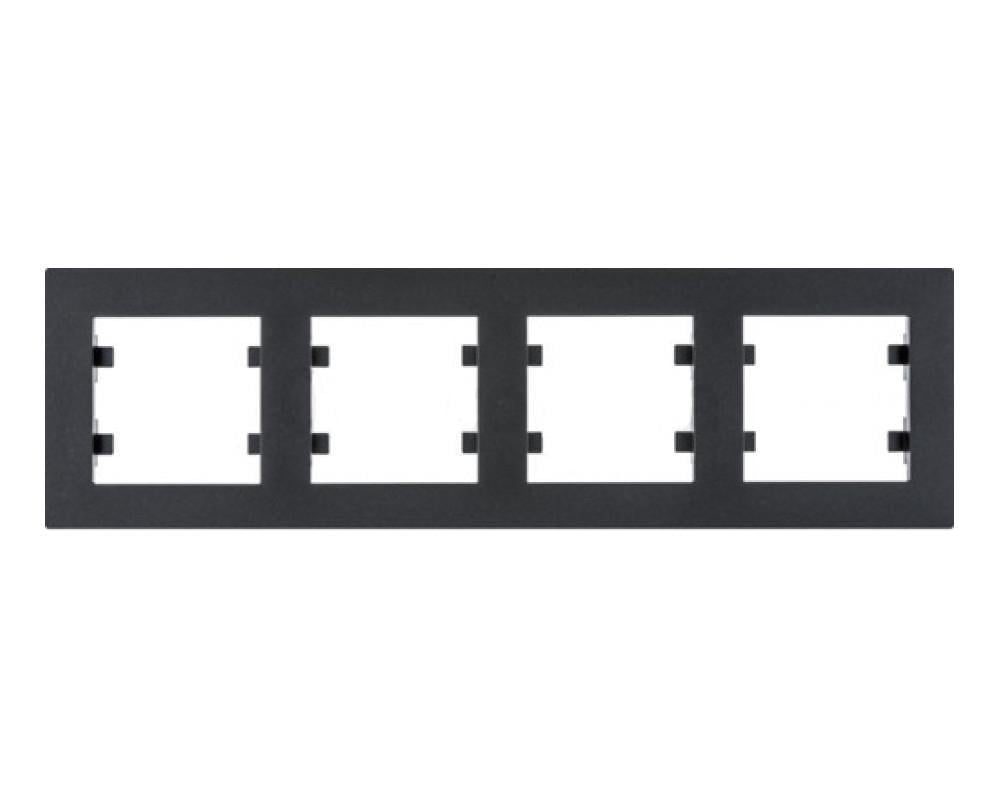 Рамка четверная Hager Lumina-Intens горизонтальная Черный (28685129)