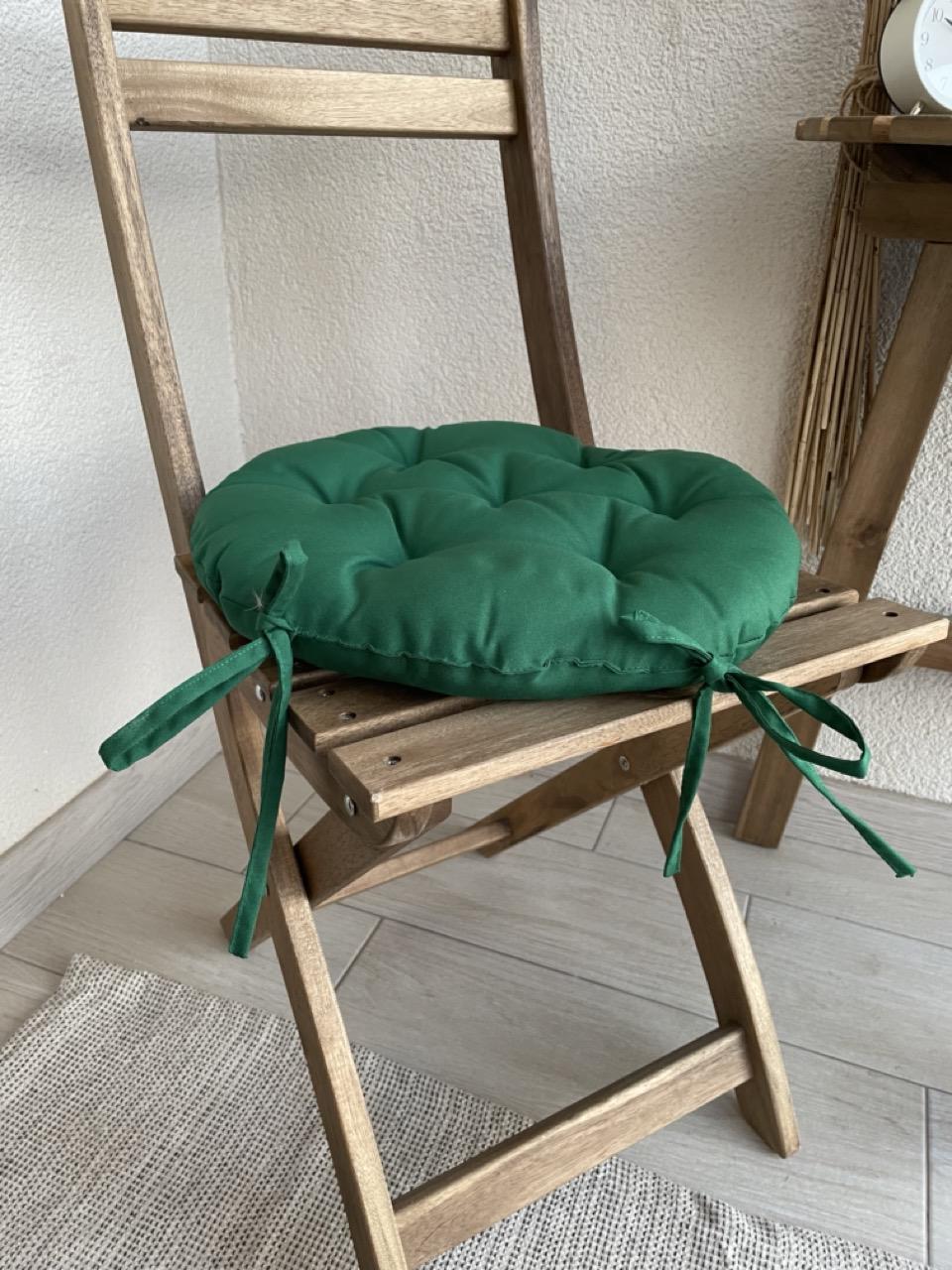 Подушка на стул с завязками круглая Color 40х40х5 см Зеленый - фото 7