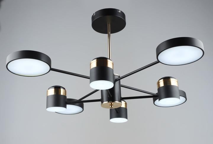 LED-люстра потолочная Sirius 240W на восемь плафонов 3000/6500К IP20 B YH1102/4+4 BK+FGD Черно-золотой (28687708)
