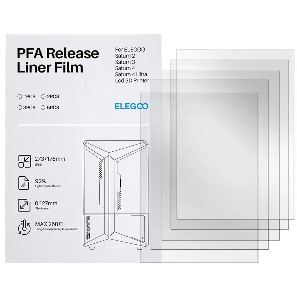 Плівка PFA для 3D-принтерів ELEGOO Saturn 2/3/4/4 Ultra 273x146x0,127 мм 5 шт. (50.102.0026)