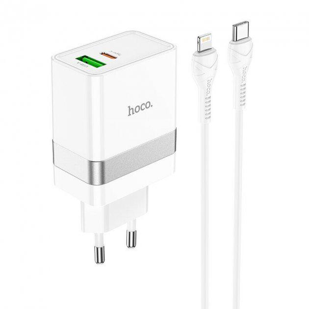 Зарядний пристрій Hoco N21 PD30W + QC 3,0 Type-C to Lightning Білий