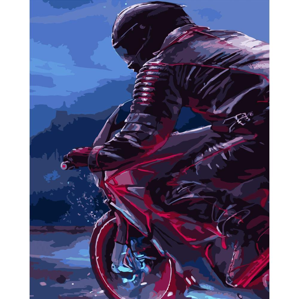 Картина по номерам Strateg Премиум Мотогонки 40x50 см (GS446)