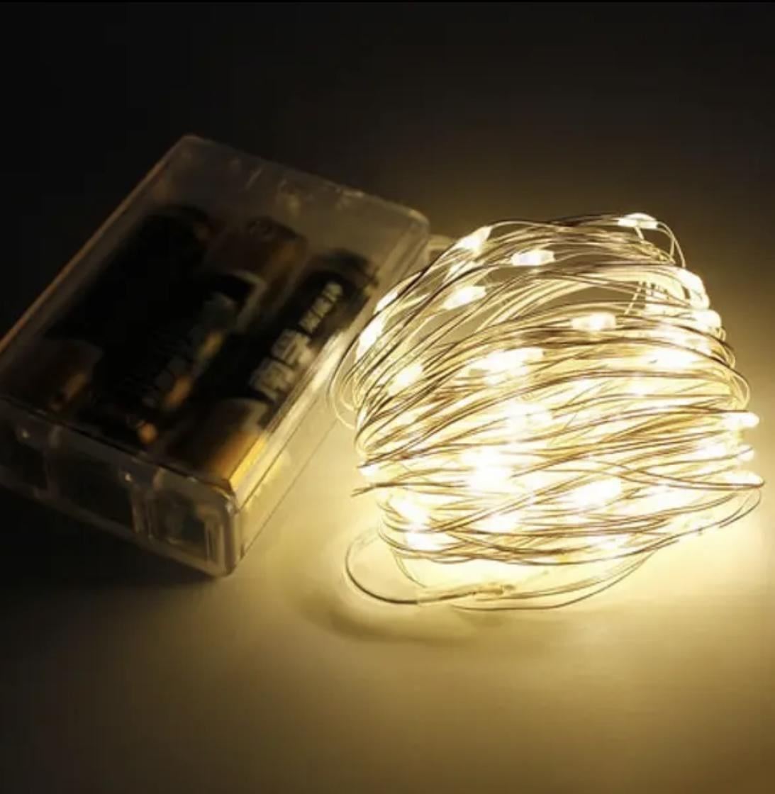 Гирлянда на батарейках роса 100 led 2 режима 10 м теплій Белый