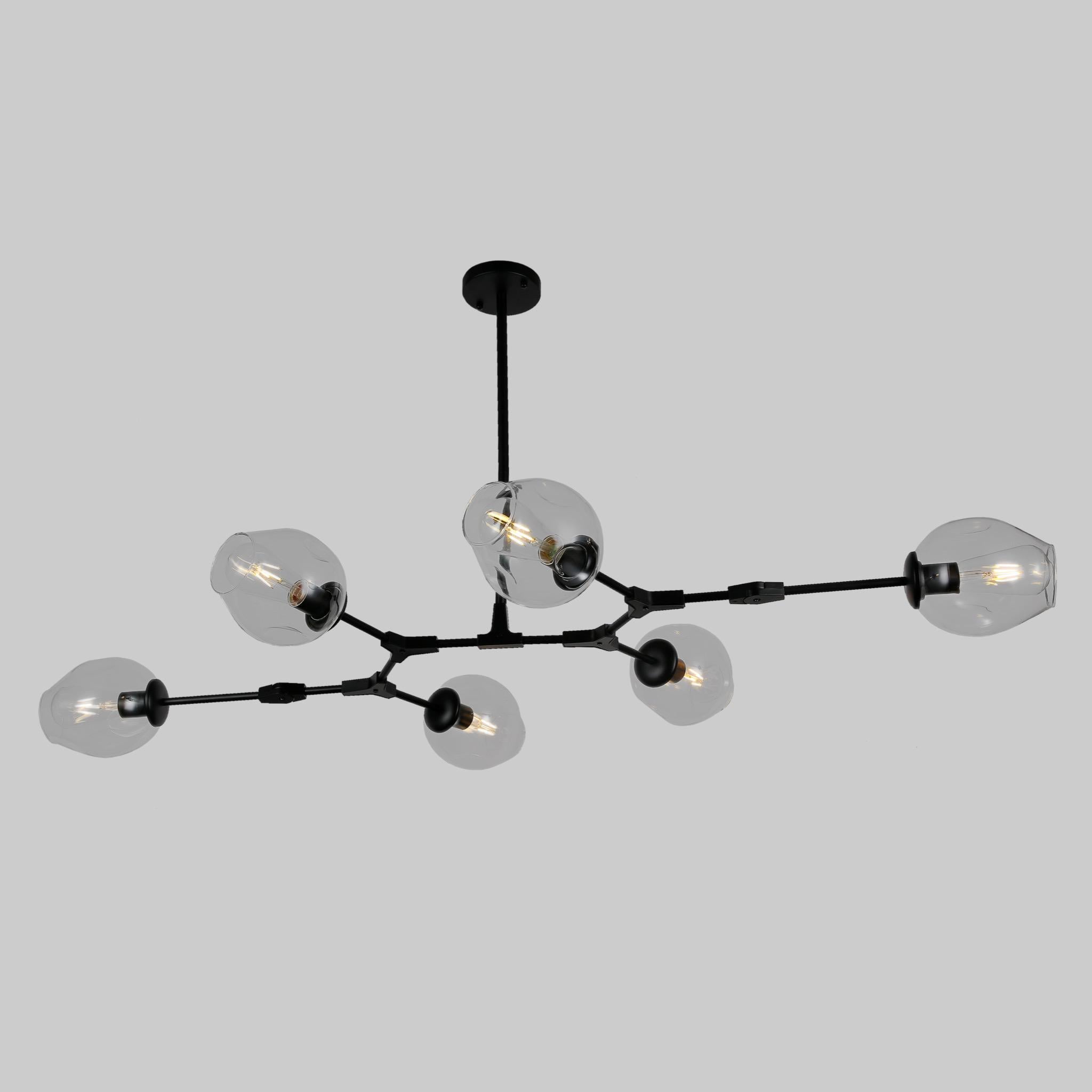 Люстра Molecule на 6 ламп с прозрачными плафонами Черный Люстра Molecule на 6 ламп с прозрачными плафонами Черный