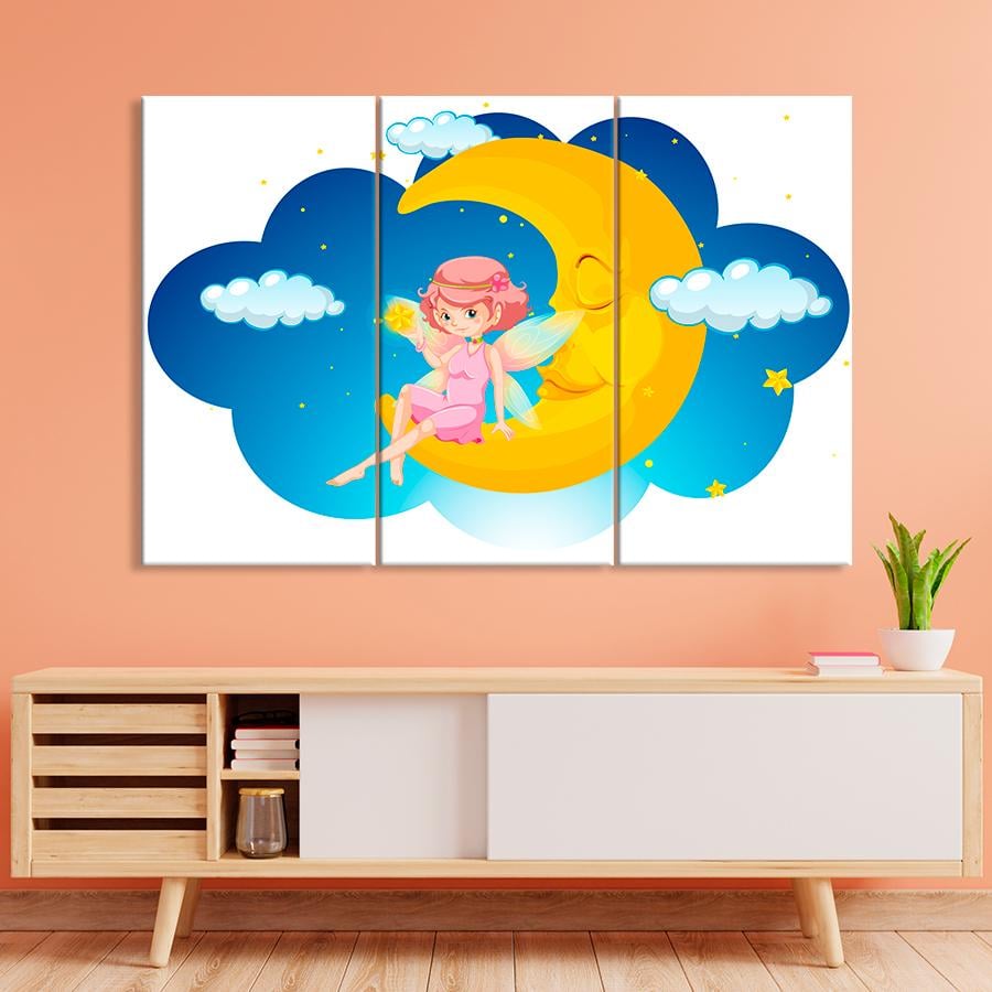 Картина в детскую комнату Фея с розовыми волосами 156x100 см (A1455-3)