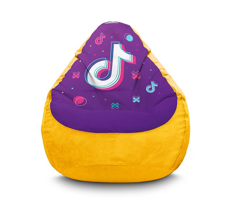 Кресло мешок iPuff Tik Tok Big logo Yellow Флок XL 80x110 см Желтый
