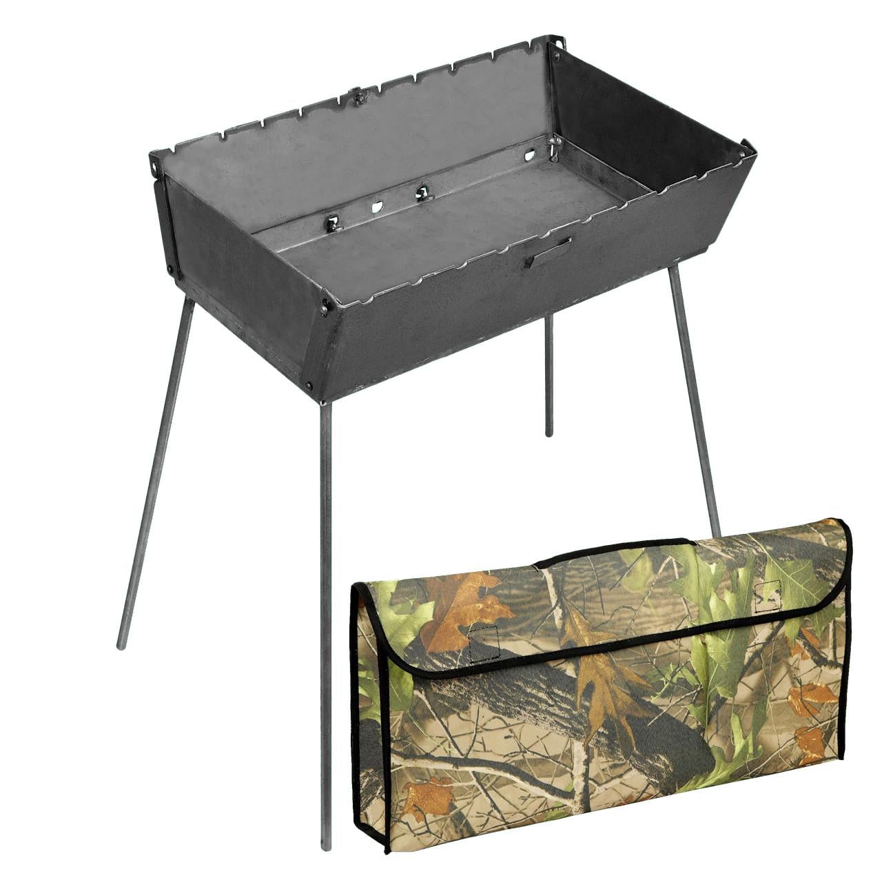 Мангал-чемодан 3 мм на 10 шампуров 510х300х140 мм с чехлом