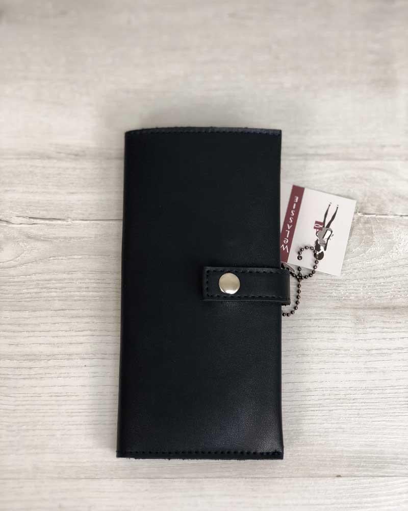 Кошелек женский Welassie на кнопке из экокожи с отделением под карты Темно-синий (70103)