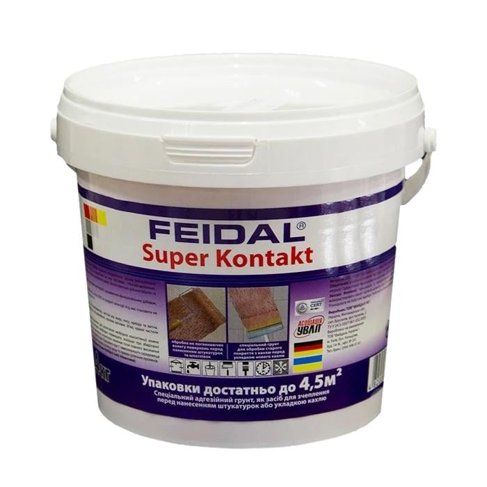 Грунтовка адгезионная Feidal Super Kontakt для гипсокартона/бетона/плитки 1,4 кг - фото 1 Грунтовка адгезионная Feidal Super Kontakt для гипсокартона/бетона/плитки 1,4 кг - фото 1
