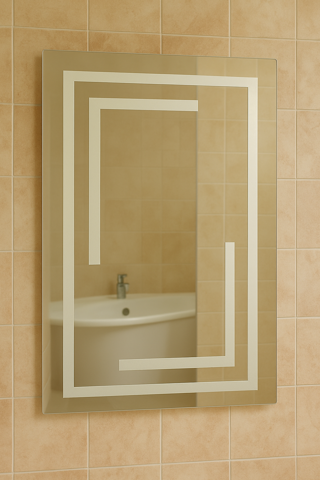 Зеркало MPS-69 90х70 см без подсветки с геометрическим узором