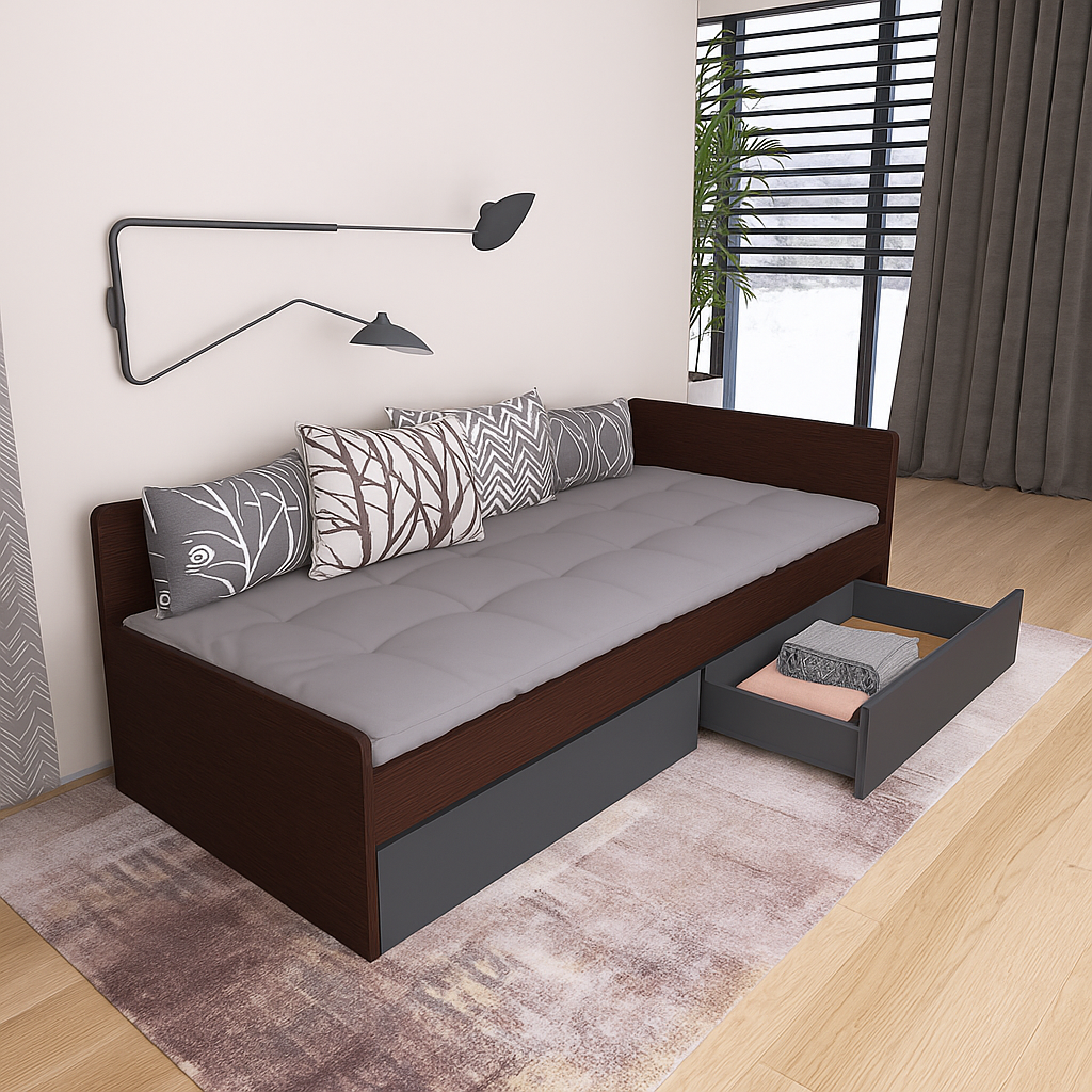 Кровать односпальная Еверест с ящиками 800 сплошной щит 80x190 см Венге/Графитовый (EVR-20739,22) - фото 1 Кровать односпальная Еверест с ящиками 800 сплошной щит 80x190 см Венге/Графитовый (EVR-20739,22) - фото 1