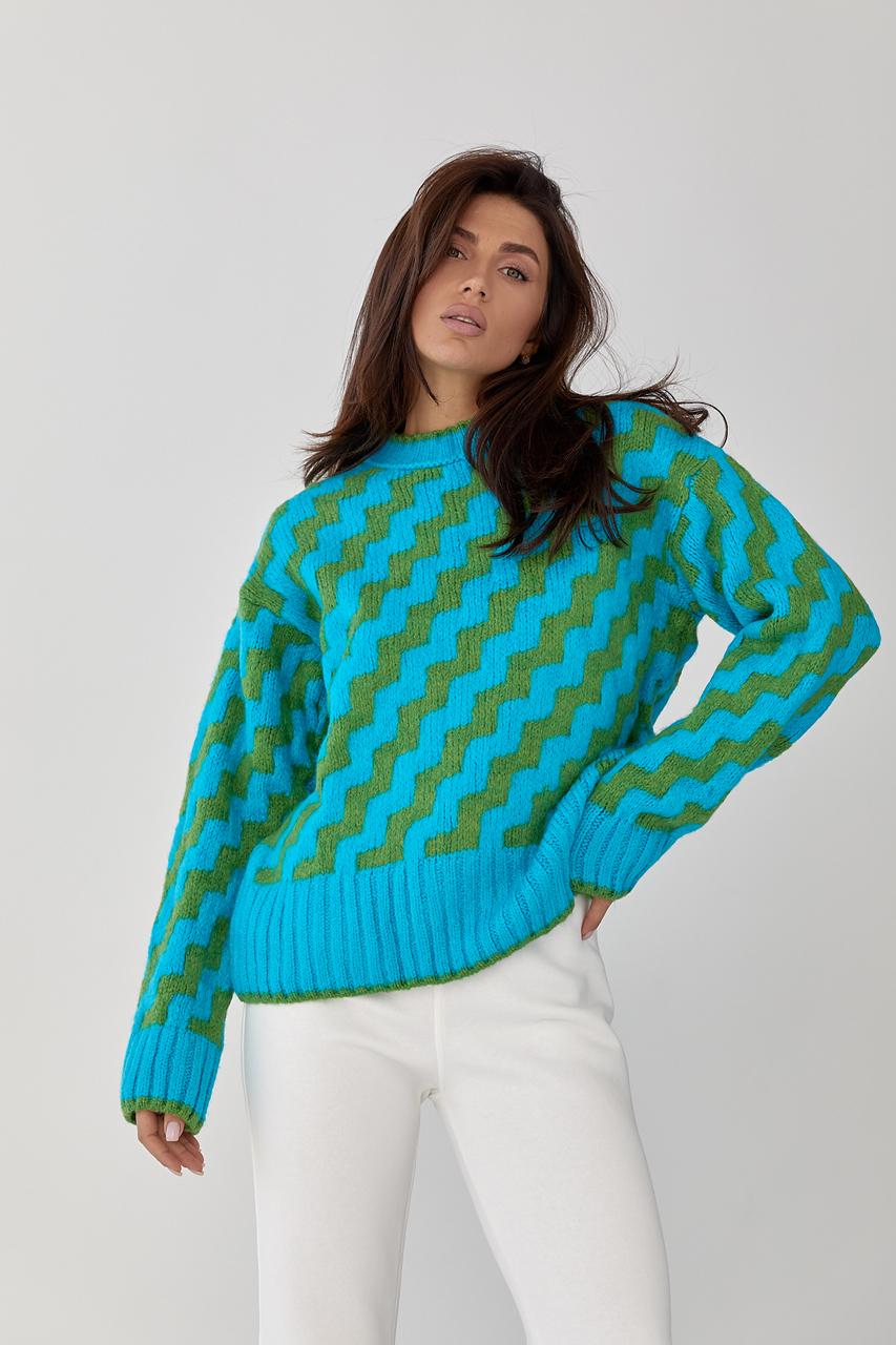 Свитер вязаный oversize M Джинсовый (9443308)