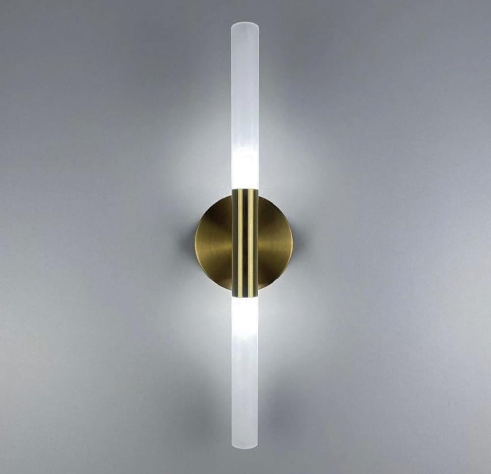 Бра Line.F YG 368/2 в виде трубки в латуне со стеклянными матовыми плафонами (647_906)