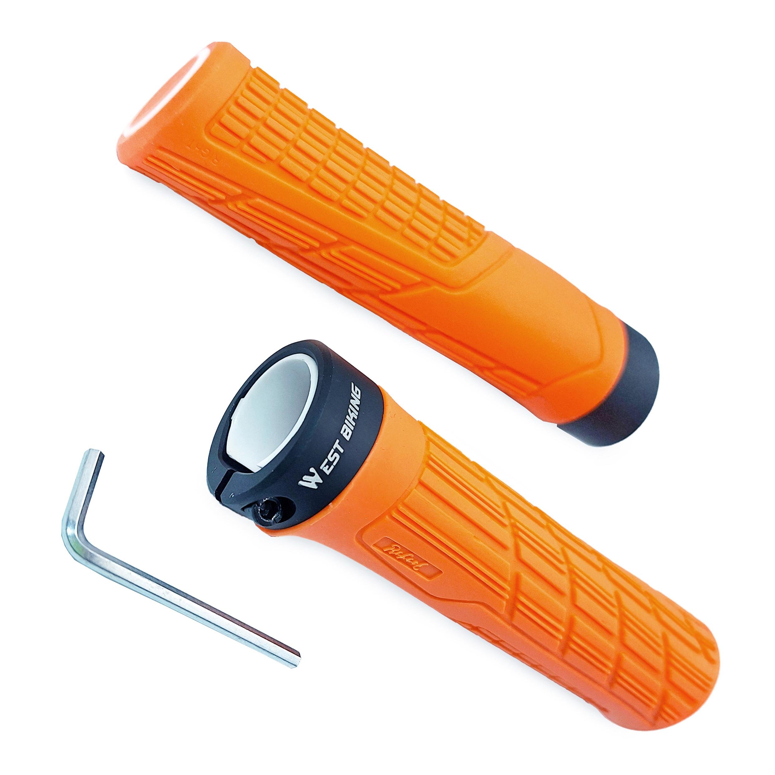 Грипси West biking YP0804063 ергономічні 135 мм з алюмінієвим замком Жовтогарячий (G0000982)