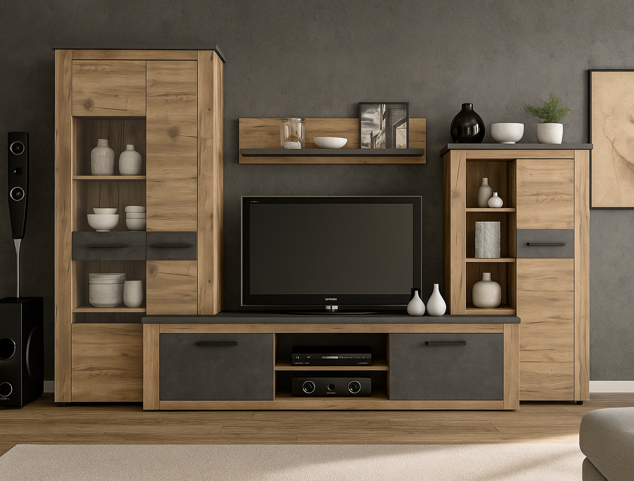 Стінка Mebel Service Montreal 315х45х200 см Дуб крафт табако/Матера (31265676) Стінка Mebel Service Montreal 315х45х200 см Дуб крафт табако/Матера (31265676)