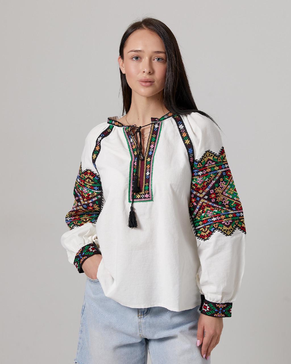 Вышиванка женская ESQ 5919 с орнаментом и этно-вышивкой на рукавах M - фото 2 Вышиванка женская ESQ 5919 с орнаментом и этно-вышивкой на рукавах M - фото 2