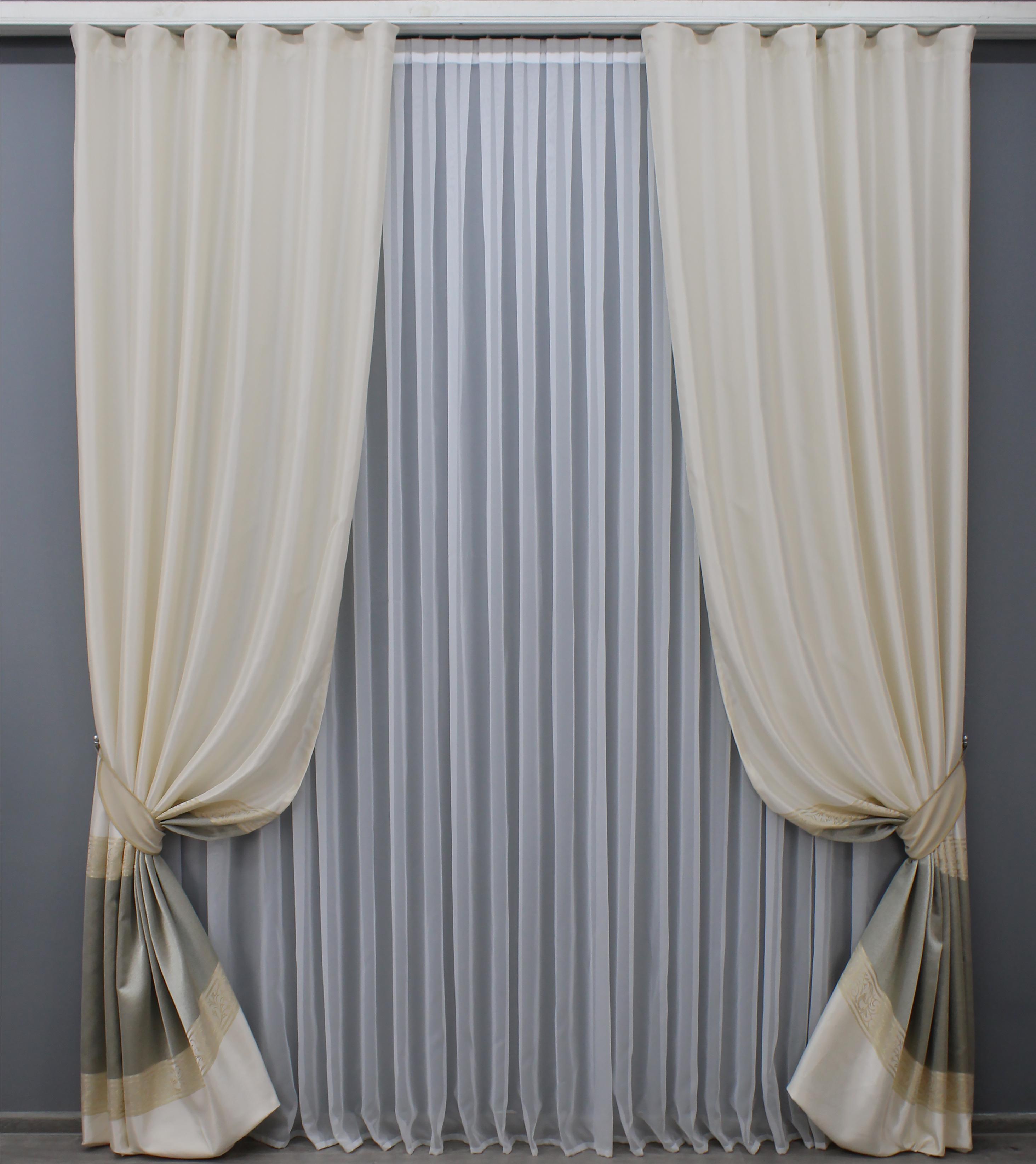 Комплект готовых штор VR-Textil ANZIO №1466 140х290 см 2 шт. Бежевый с золотистым (33-0335)