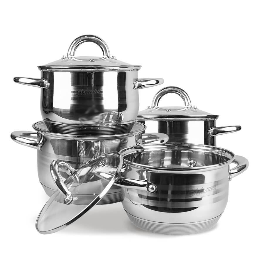 Набор кастрюль с крышками и размерной шкалой 8 шт. (MR-3513-8)