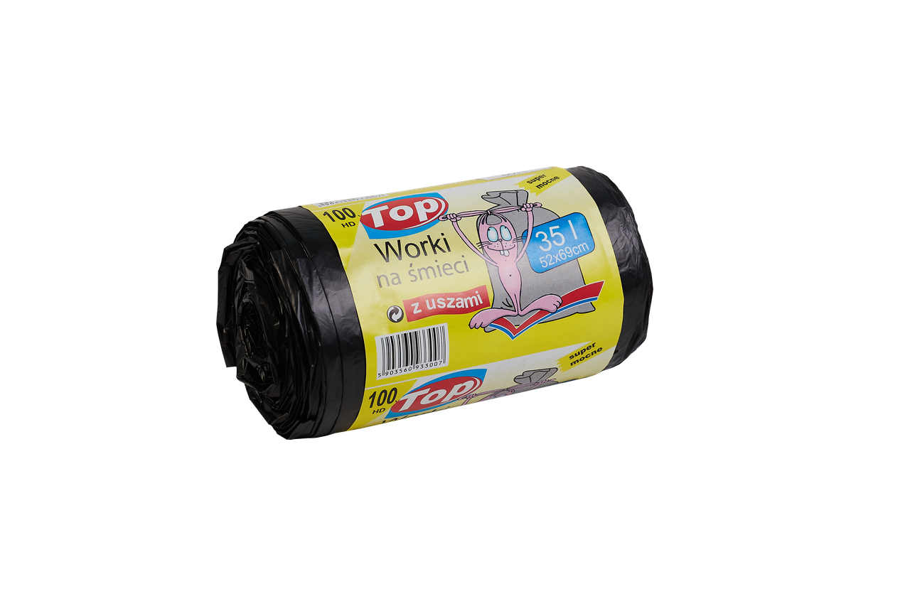 Пакет для сміття з вухами TopPack 100HD 35 л 52х69 см 67 шт. Чорний (2036546945)