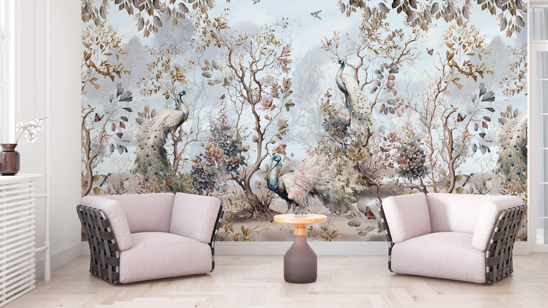 Фотообои флизелиновые Styleo Print-walls Сказочные павлины 066 300х200 см (Pw-066)