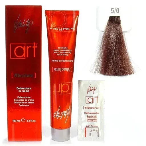 Крем-краска для волос с масляным коктейлем Vitality’s Art Absolute Hair Color Cream 5/0 Светлый шатен 100 мл