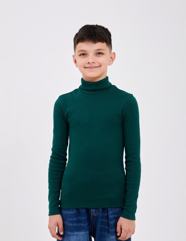 Гольф с отворотом для мальчика Smil Кашкорс с начесом 140 см Зеленый (114028)