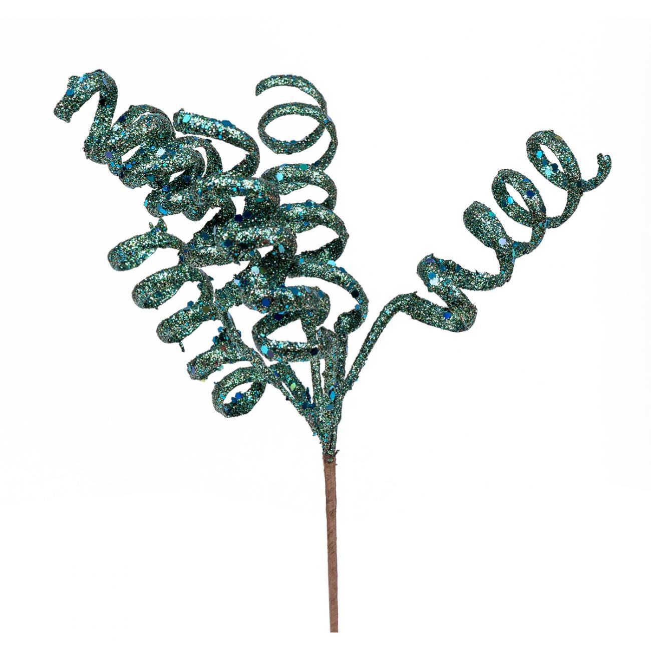 Ветка декоративная Yes! Fun Спирали 21 см глиттер Бирюзовый (0973883)