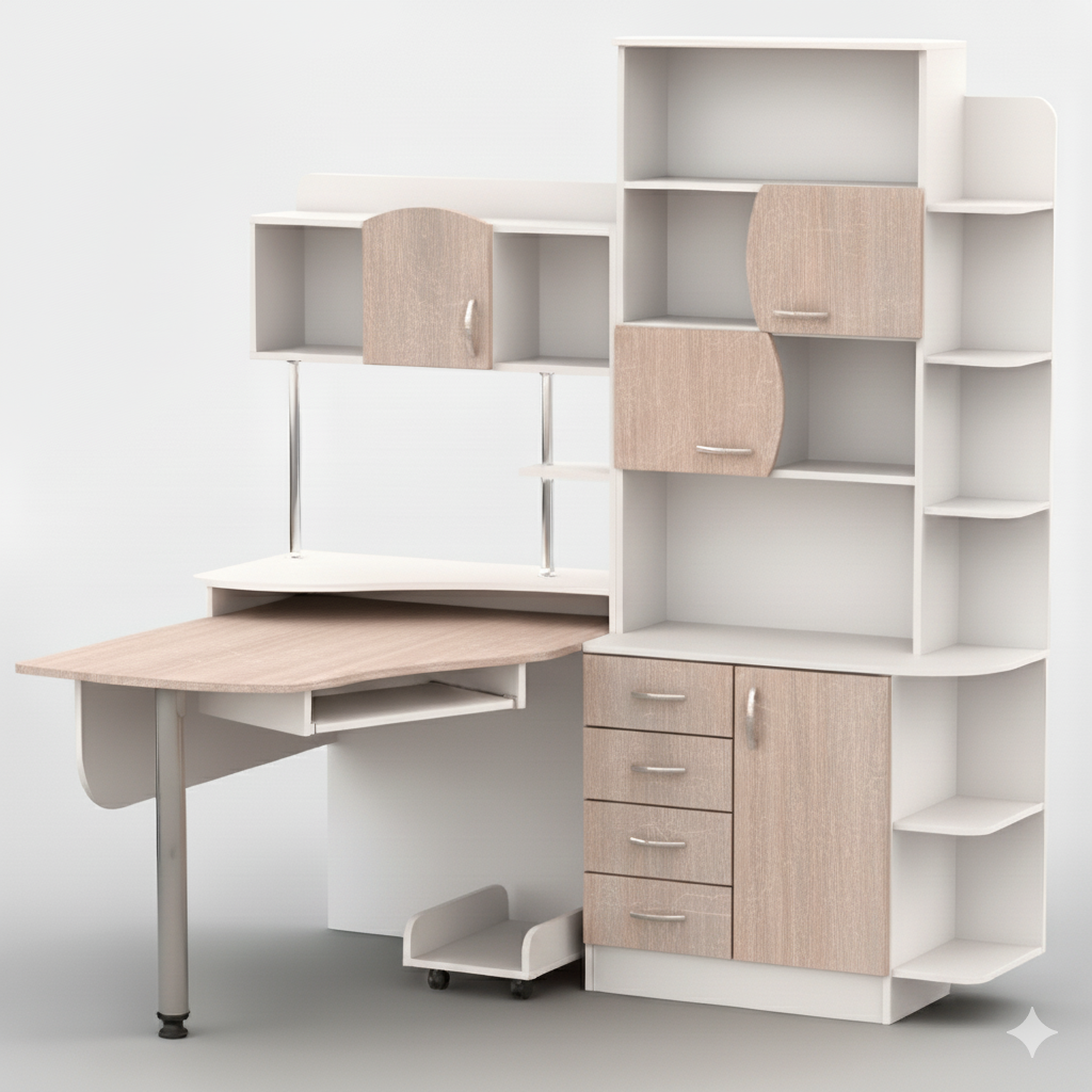 Стіл комп'ютерний Тіса-меблі Тіса-08 180x200,5x120 см Білий/дуб сонома (29841124)