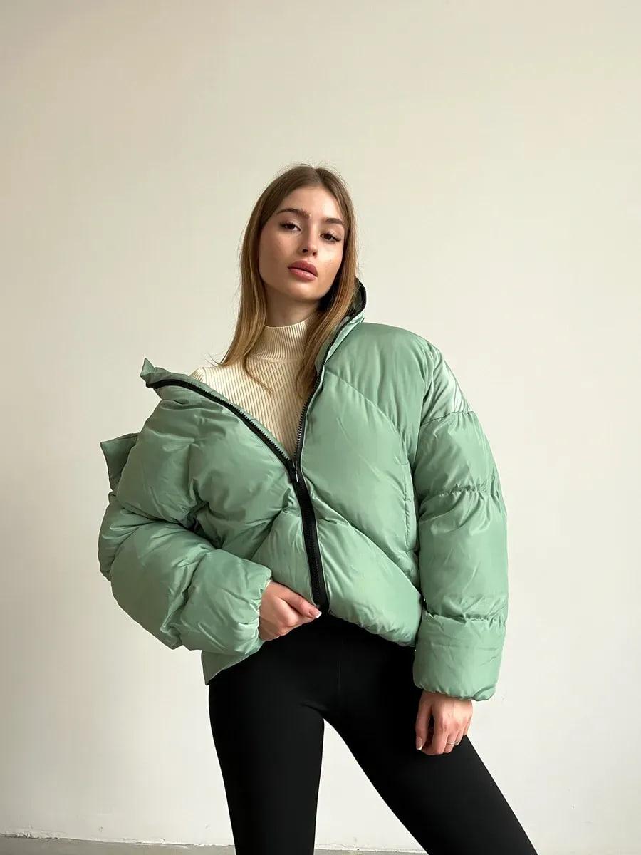 Пуховик жіночий Quadro зимовий до -15°С з капюшоном оверсайз S/M М'ятний (26531/2/1) - фото 8 Пуховик жіночий Quadro зимовий до -15°С з капюшоном оверсайз S/M М'ятний (26531/2/1) - фото 8