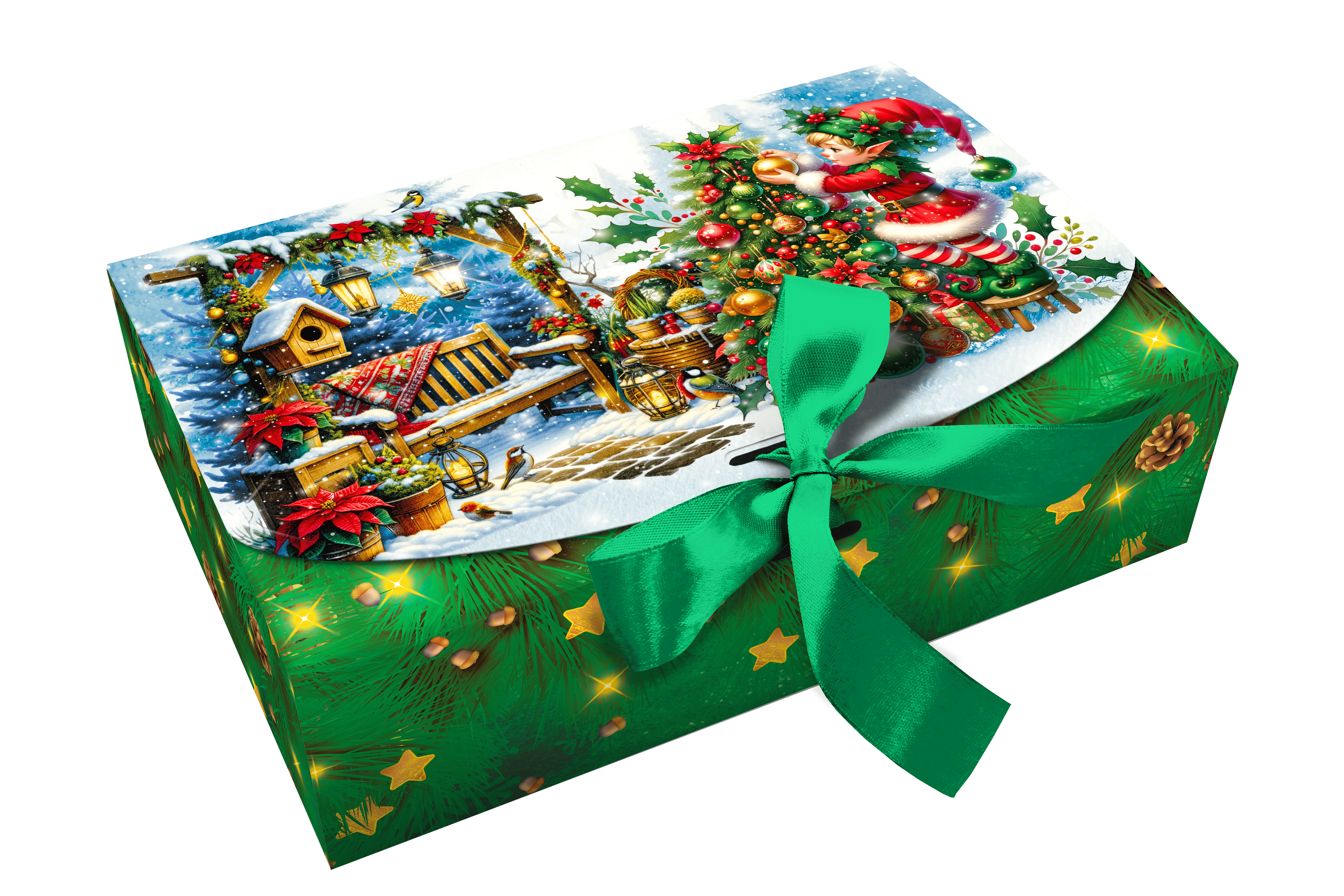 Коробка новогодняя Эльф 1000г 10 шт. (5-0210)