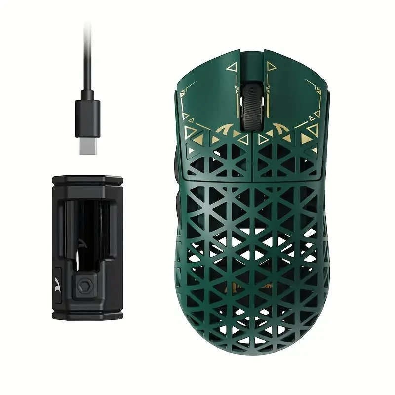 Компьютерная мышка игровая attack shark R5 PAW3950MAX 8000 Гц 39 г 2,4G/Bluetooth/USB-C Ultra Green (2729675526)