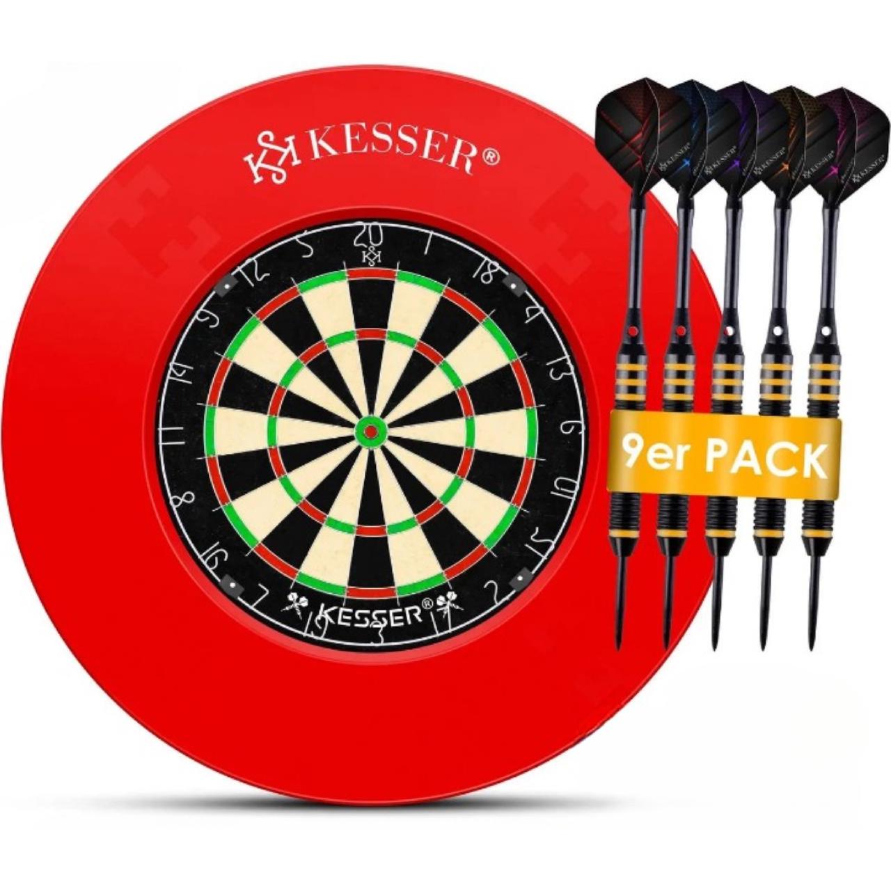 Дартс профессиональный KESSER с высокоточными стрелами классический с защитным красным кольцом