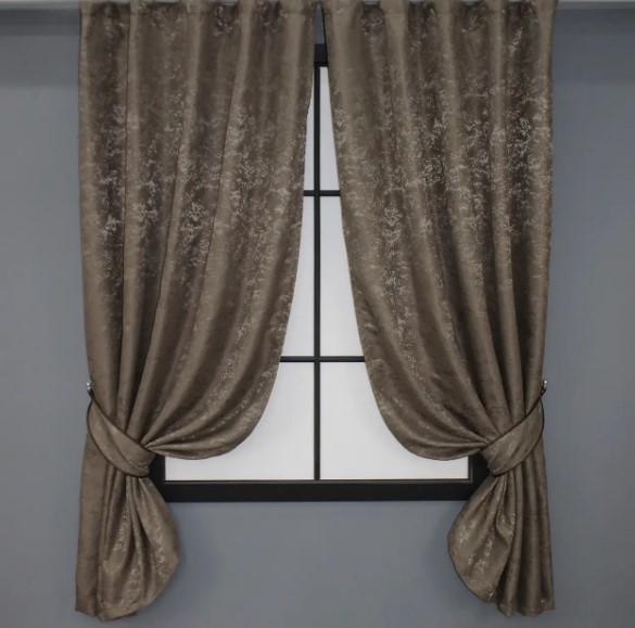 Шторы лен Pavliani Мрамор 1,3х1,7 м 2 шт. Какао (1372ш)