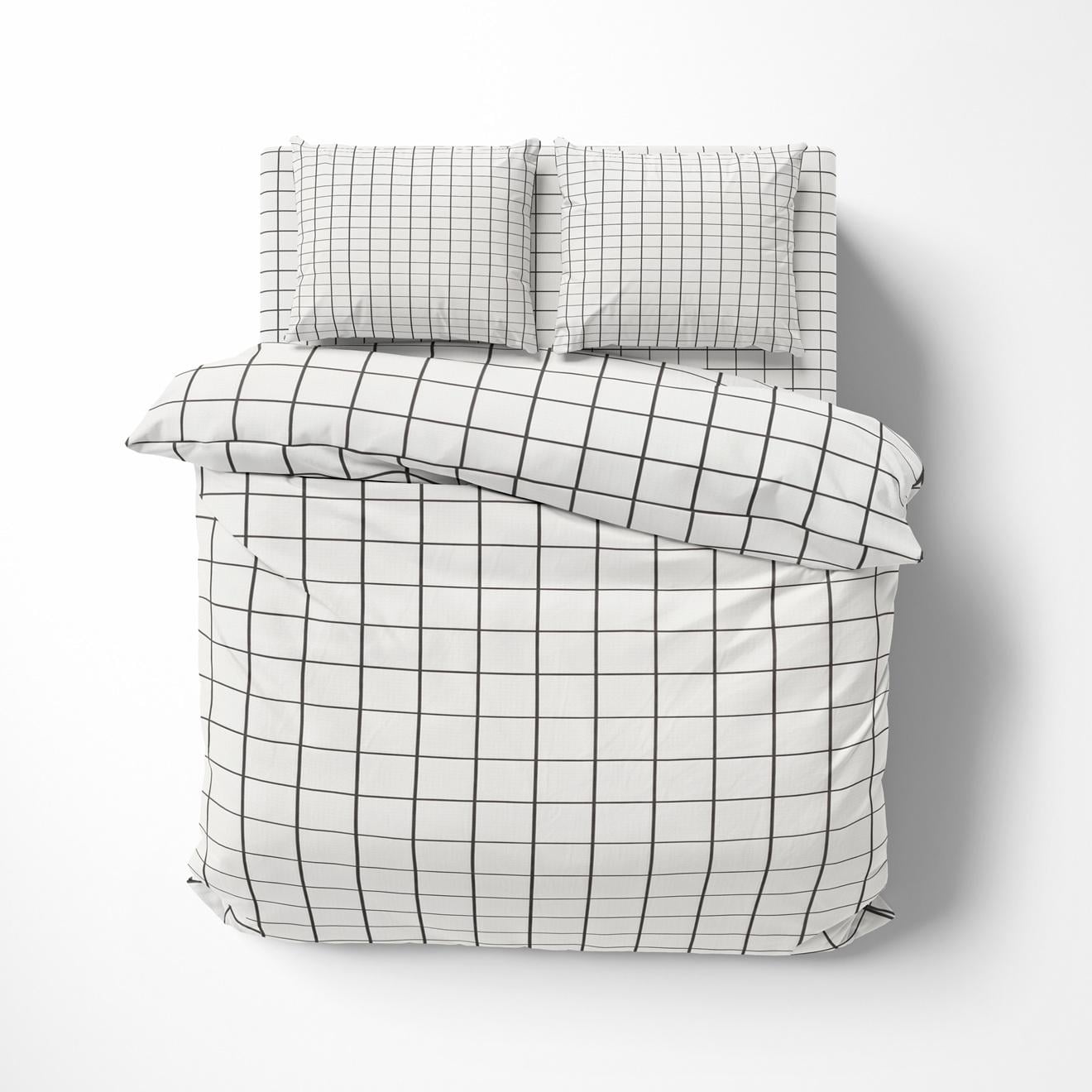 Комплект постільної білизни Клітинка 240х220 см сімейний бязь Білий (Glux-4844A/WP/C)