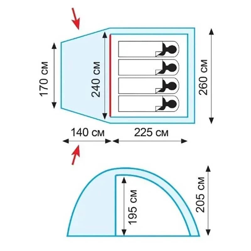 Палатка четырехместная Tramp Bell 4 V2 Green (UTRT-081) - фото 10 Палатка четырехместная Tramp Bell 4 V2 Green (UTRT-081) - фото 10