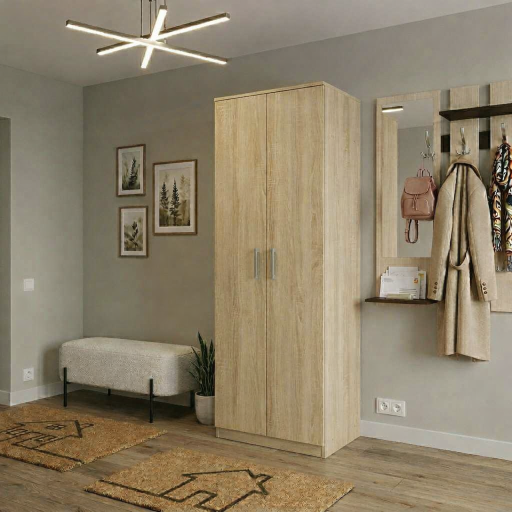 Шкаф для одежды V-Star S1 двухдверный с полкой и штангой ЛДСП 180х65х45,6 см Дуб сонома (33484013)