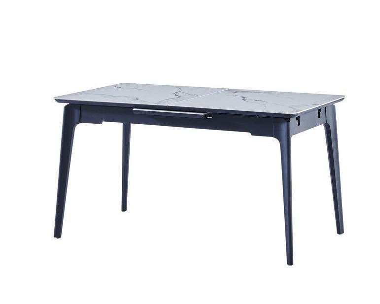 Стол обеденный Vetro Mebel TM-89 раскладной керамика/МДФ/дерево 80х140/40 см Каса вайт/Черный (TM-89-casa-white/ black)